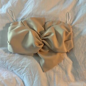 Beige Ruched Strapless Top